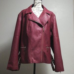 a. n. a Faux Leather Oxblood Red Jacket Size 3X NWT